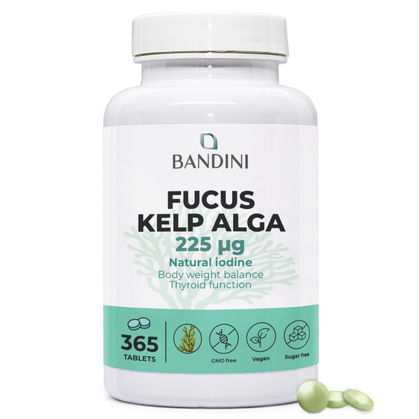 Bandini® Fucus Kelp Algae (Seaweed Natural Iodine) – 365 Tablets (1-Year)