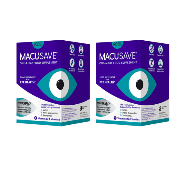 2 X 90 Pack - Macu-SAVE Food Supplement with Meso-Zeaxanthin/Lutein and Zeaxanthin - 180 Capsules (6 Months Supply)