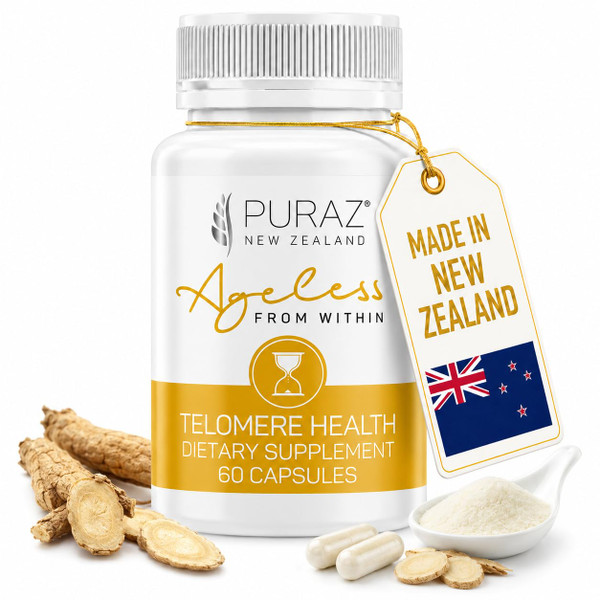 PURAZ Telomere Supplements with Potent Astragalus Root Extract & Collagen - Advanced Formula for Telomere Lengthening, Anti-Aging Supplement, Longevity, DNA Repair & Antioxidant Defense - 60 Capsules