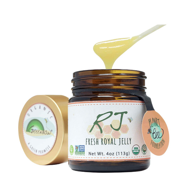 Greenbow Organic Fresh Royal Jelly - 100% USDA Certified Organic, Non-GMO, Halal, Certified GMP, Pure, Gluten Free - One of The Most Nutrition Packed - (113g)