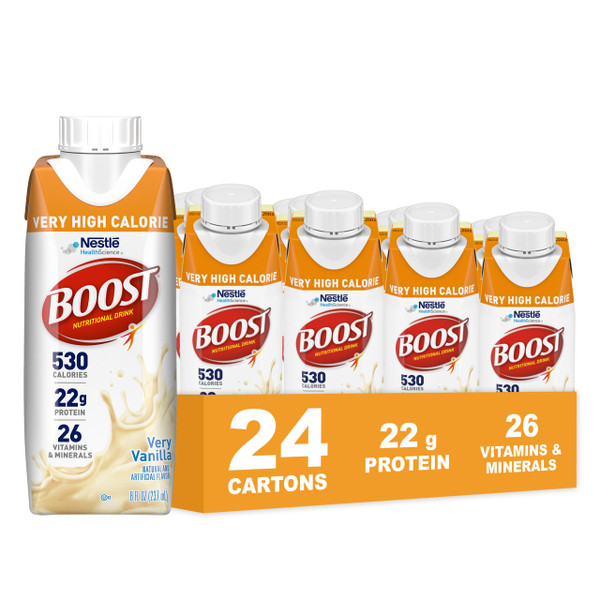 Boost Very High Calorie Very Vanilla Nutritional Drink – 22g Protein, 530 Nutrient Rich Calories, 8 Fl Oz (Pack of 24)