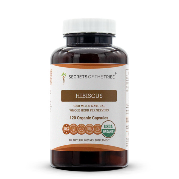 Secrets of the Tribe Hibiscus USDA Organic | Made with Vegetarian Capsules and Certified Organic Hibiscus Sabdariffa Dried Flower (120 Capsules)