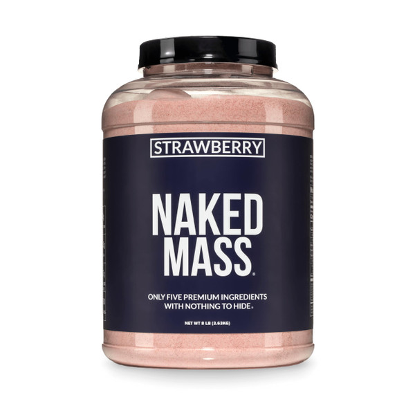 NAKED Strawberry Mass - 1,500 Calories, 50G Protein, Nothing Artificial. Strawberry Weight Gainer Protein Powder - 8lb Bulk, GMO Free, Gluten Free & Soy Free