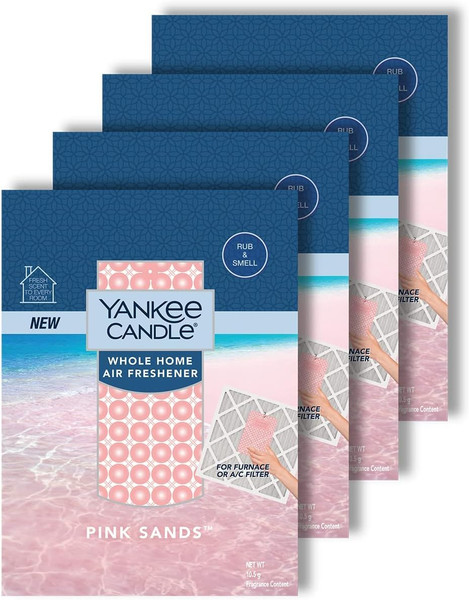 Yankee Candle Whole Home Air Freshener, Long Lasting Odor Eliminating Fragrance for Home, Continuous Room Freshener, Pink Sands (Pack of 4)