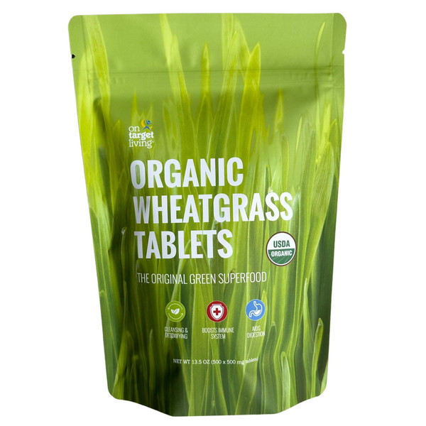 On Target Living Wheatgrass Tablets- 500 Tablets | USDA Organic |