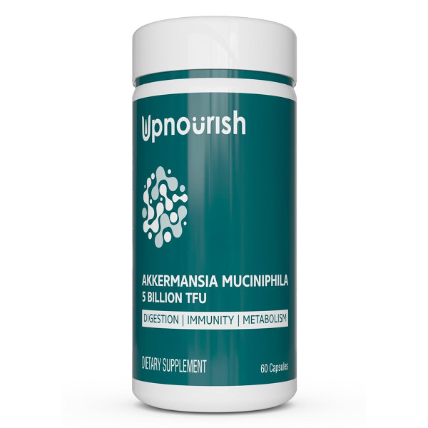 UpNourish Probiotics for GLP-1 Support, 5 Billion TFU Akkermansia Muciniphila for Digestive Health, Leaky Gut, Immunity and Metabolic Health, Prebiotics and Probiotics for Women and Men, 60 Capsules