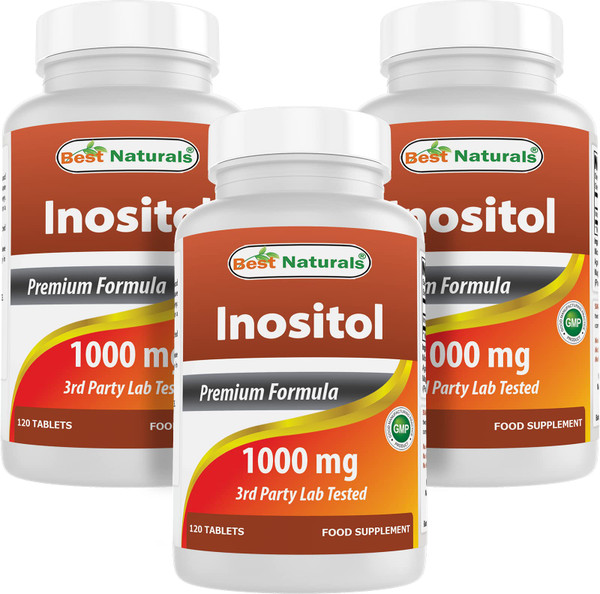 Best Naturals Inositol 1000 mg 120 Tablets (120 Count (Pack of 1)) (120 Count (Packf of 3))