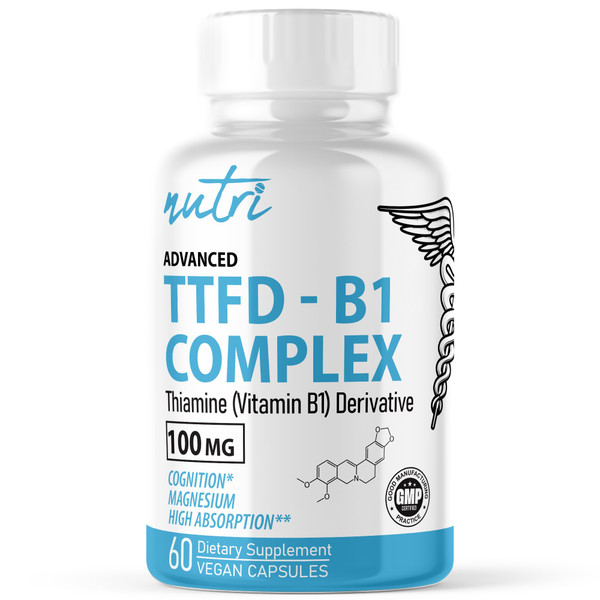 Nutri TTFD Thiamine B1 Supplement - 100mg w/ Magnesium - 60 Servings