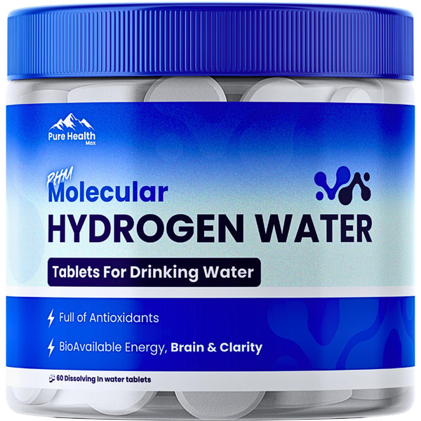 PHM Hydrogen Water Tablets for Drinking Water - H2 Molecular Tabs | Magnesium Pills, Electrolytes Hydration Supplement to Support Healthy Aging & Energy Boost | 90 Tablets, 3 Months Supply