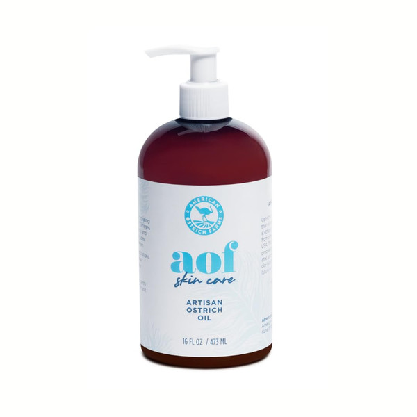 American Ostrich Farms 100% Pure Ostrich Oil - Made in USA - All Natural Omega-Rich Skin Moisturizer, 16 Ounce Bottle, Lavender