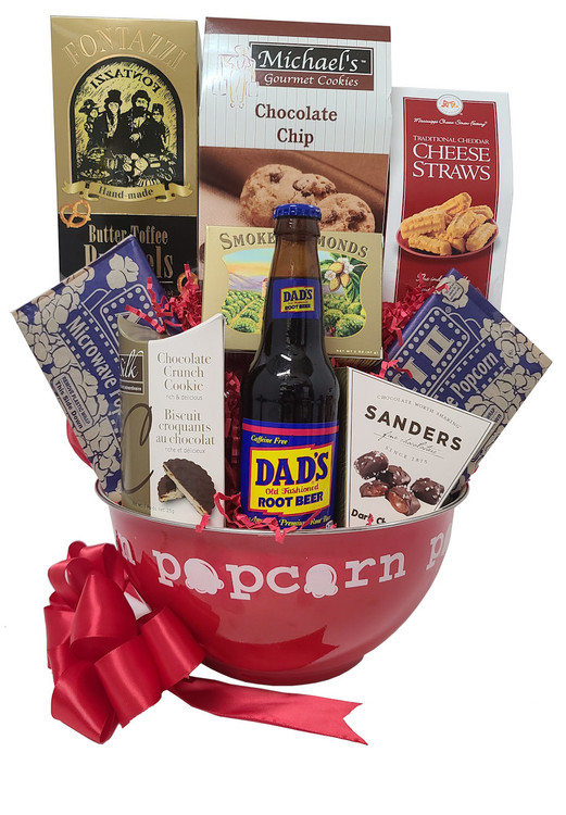 This adorable arrangement guarantees to deliver a big smile! The plush  big bear will make him feel like he got a big hug! Includes a wood frame that says Best Papa Bear, chocolate chip cookies, chocolate truffle cookies, fudge bites, gourmet pretzels, smoked almonds, Sonoma Jack cheese, crackers, shortbread, and gold platter.

Items of equal or greater value may be substituted depending on availability and the discovery of great new products.