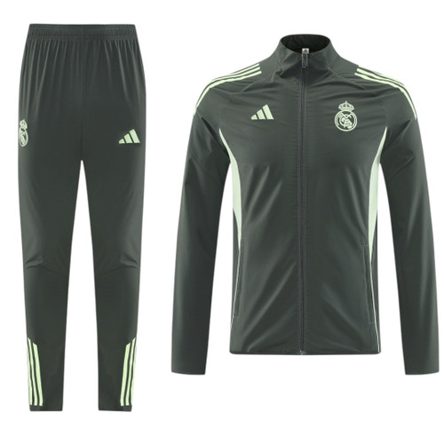 Real Madrid 25/26 Men's Dark Olive Long Zip Windbreaker