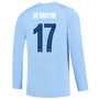 DE BRUYNE #17 Manchester City 23/24 Men's Home Long Sleeve Shirt - Man City Font