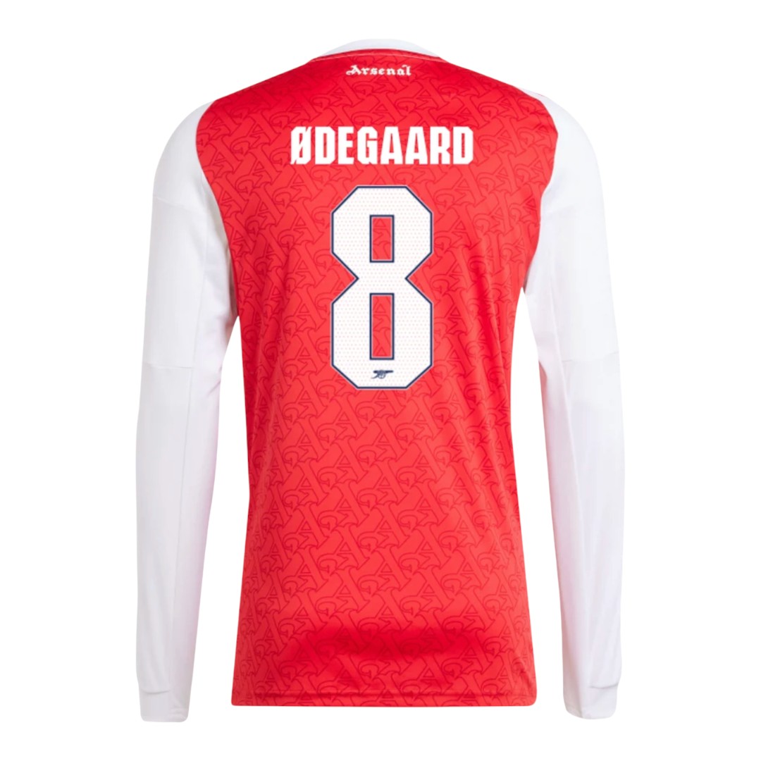 ØDEGAARD #8 Arsenal 25/26 Men's Home Long Sleeve Shirt - Arsenal Font