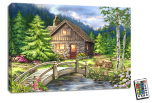 Illuminated Dona Gelsinger Art of The Old Stone Cottage 18 by 24 Illuminated Dona Gelsinger Art of The Old Stone Cottage 18 by 24