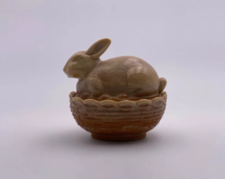 mosser glass bunny on basket dark brown collectible bunny