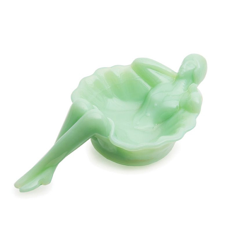 Mosser Glass Bathing Beauty Soap Trinket Dish Jadeite Green