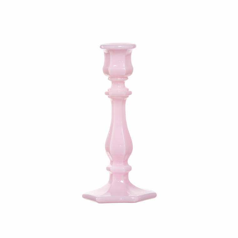 Mosser Glass USA Glass Candlestick in Crown Tuscan Pink