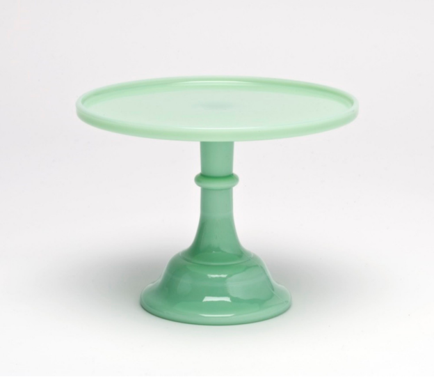 A Mosser Glass vintage style Jadeite green cake stand of 10 inches