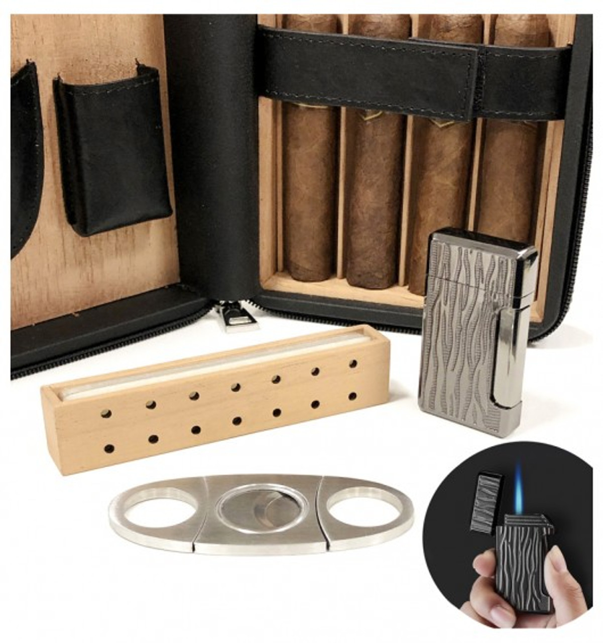 The Manhattan Travel Cigar Case Humidor - Black