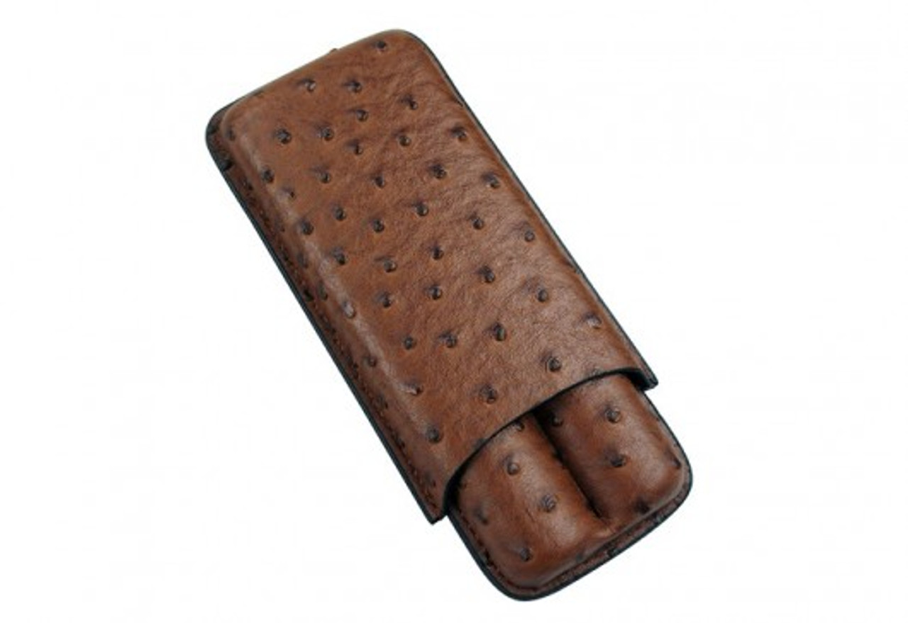 Brown Ostrich 2 Cigar Case