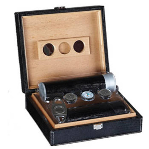 Black Alligator Cigar Humidor Gift Set Black Alligator Cigar Humidor Gift Set