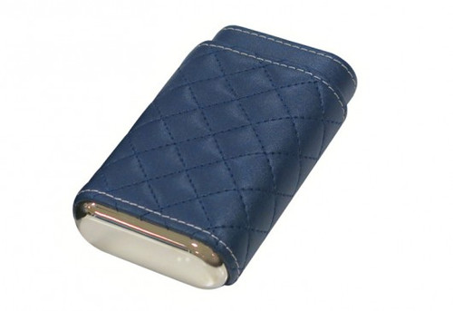 Blue Drexel Diamond Stitch  Leather Cigar Case