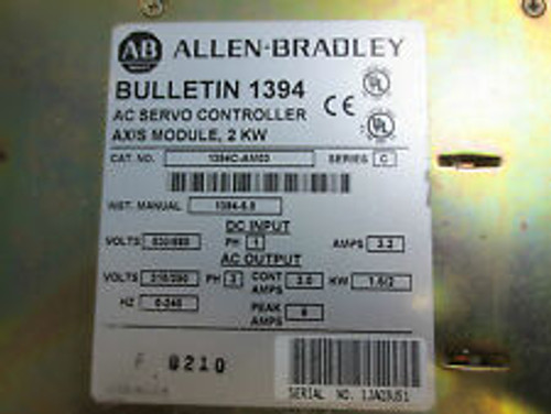 Allen-Bradley 1394C-Am03 Ser. C - Ac Servo Controller Axis Module 2Kw