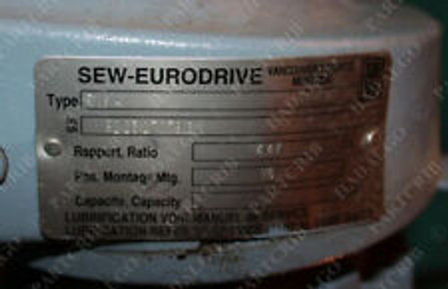 Sew Eurodrive Rx61Dt80N2Bmg1Hf, Rx61A 4.47:1 Ratio Gear Motor 1.5Hp 460V