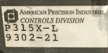 Api P315Xl Power/Drive Indexer Input Power: 95132Vac 50/60Hz