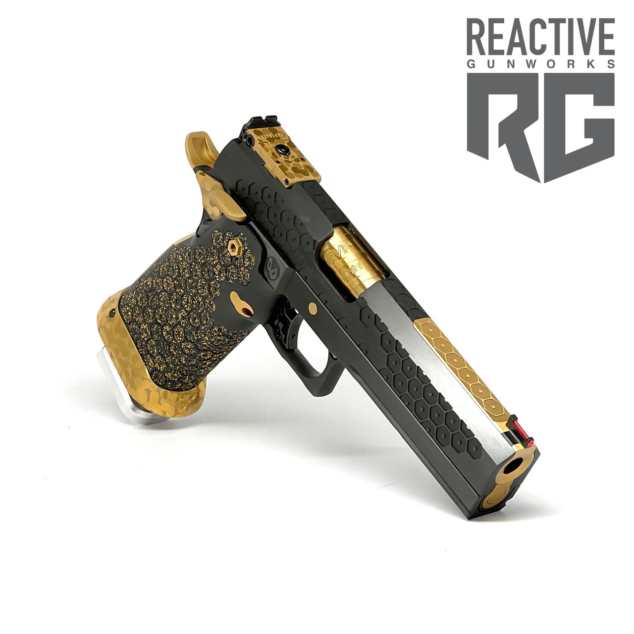 トイガン WESTERN ARMS SV INFINITY 1911 IED 5.0 HW SVI Infinity IED 1911 9mm Gold/Black - Reactive Gunworks