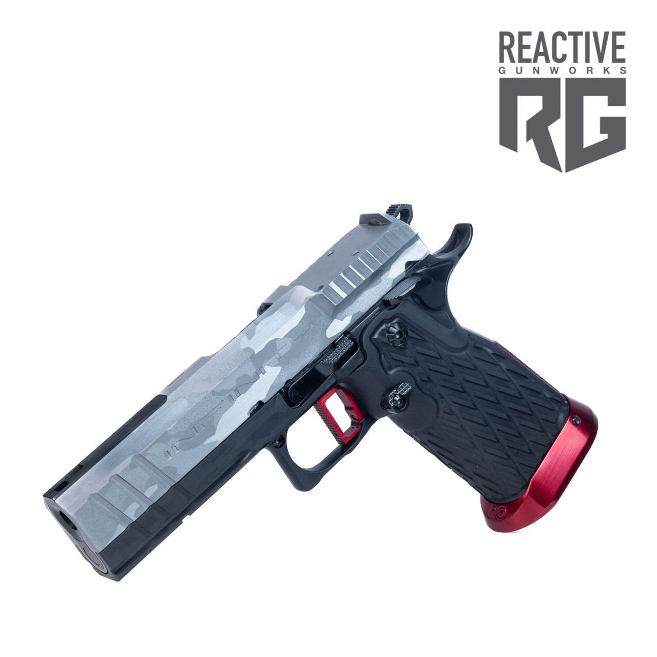 SVI Infinity IED Silver/Red 9MM Optic Ready | Reactive Gunworks
