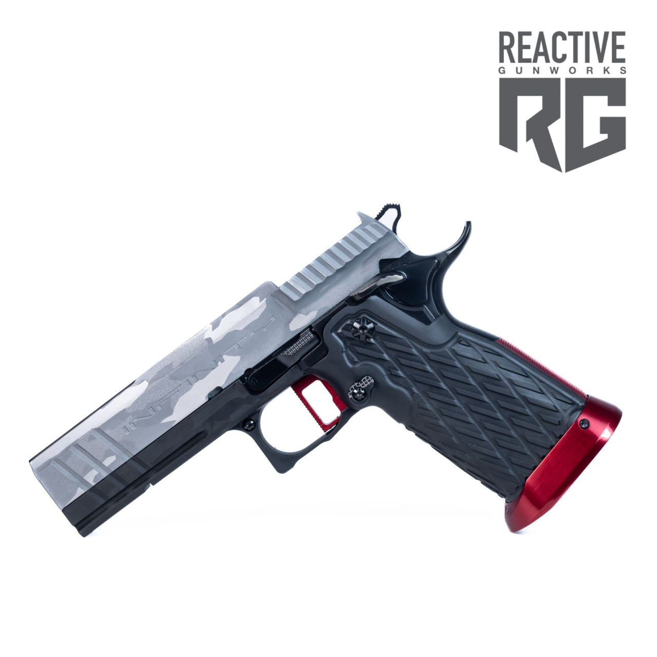 SVI Infinity IED Silver/Red 9MM Optic Ready | Reactive Gunworks