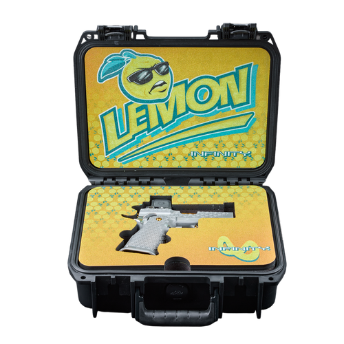 SVI INFINITY LEMON HIGH END CUSTOM 2011 PISTOL IN ITS CUSTOM HARD CASE
