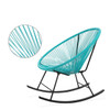 FastFurnishings 3 Piece Teal Oval Patio Woven Rocking Chair Bistro Set 