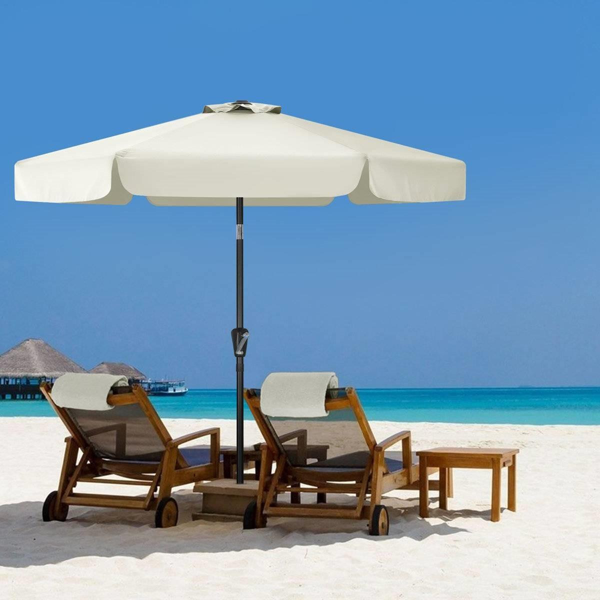 7.5 foot patio umbrella tilt Off White 7.5 Foot Off-White Patio Umbrella with Push Button Tilt and Metal  Pole