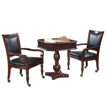 Blue Wave Fortress Chess, Checkers and Backgammon Pedestal Game Table and Chairs Set