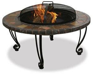 Uniflame Slate and Marble Outdoor Fire Pit with Copper Accents