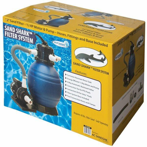 Blue Torrent Sand Shark Aboveground Sand Filter System 12 Filter with 1/2HP Pump