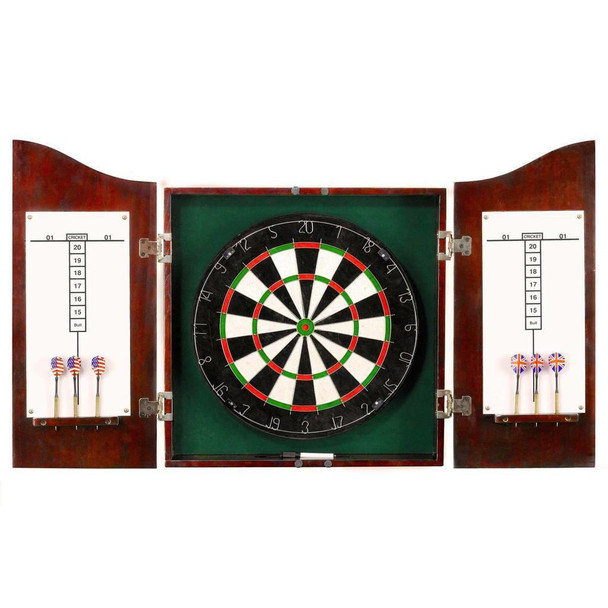 Blue Wave Centerpoint Solid Wood Dartboard and Cabinet Set