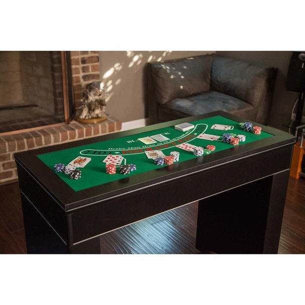 Monte Carlo 4-In-1 Multi Game Casino Table with Blackjack, Roulette, Craps and Bar Table – Includes Accessories
