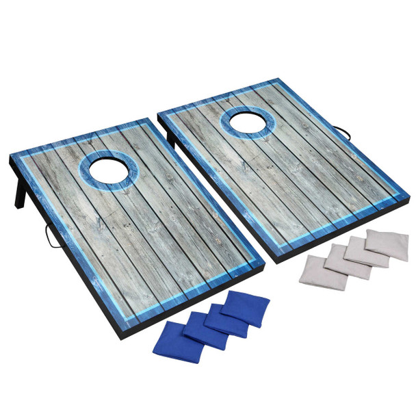 Blue Wave Atlantic Cornhole Bean Bag Toss Game Set with LED Lights