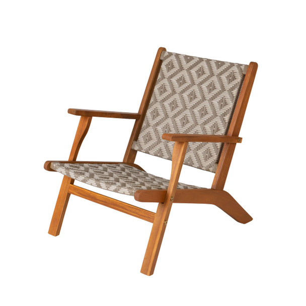 Balkene Home Vega Natural Stain Outdoor Chair in Diamond-Weave Wicker 