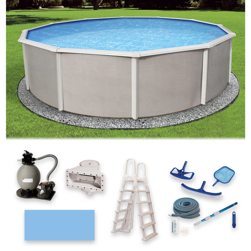 Pretium 52" Deep Steel Round Above Ground Pool Packages on Pool and Spa