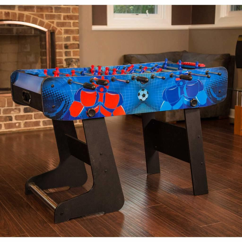 Blue Wave Gladiator 48-In Foosball Table for Kids with Easy Folding for Storage, Robot Graphics, Ergonomic Handles