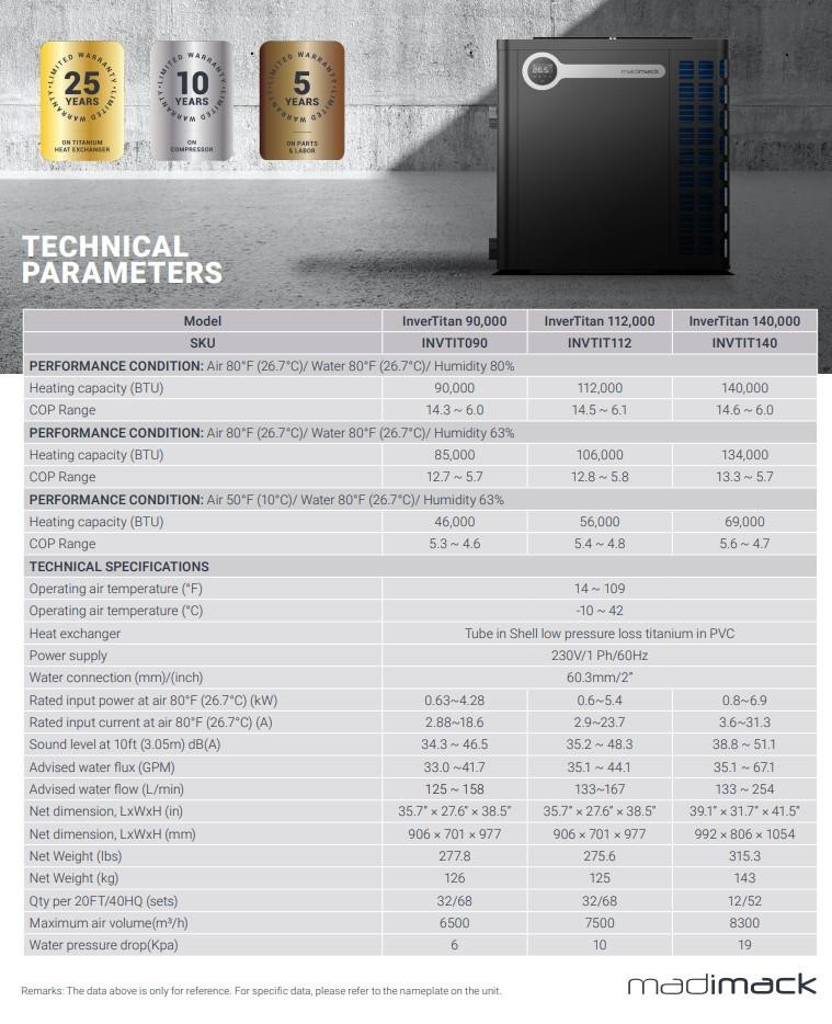 Madimack InverTitan Pool Heat Pump and Chiller 