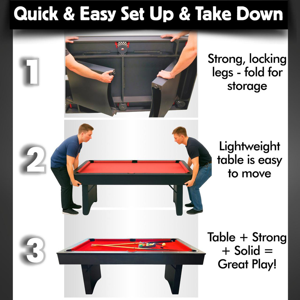Freetime Fun Ashford 6' Portable Folding Pool Table - Plays Like a Full-Sized Billiard Table for Home Fun 