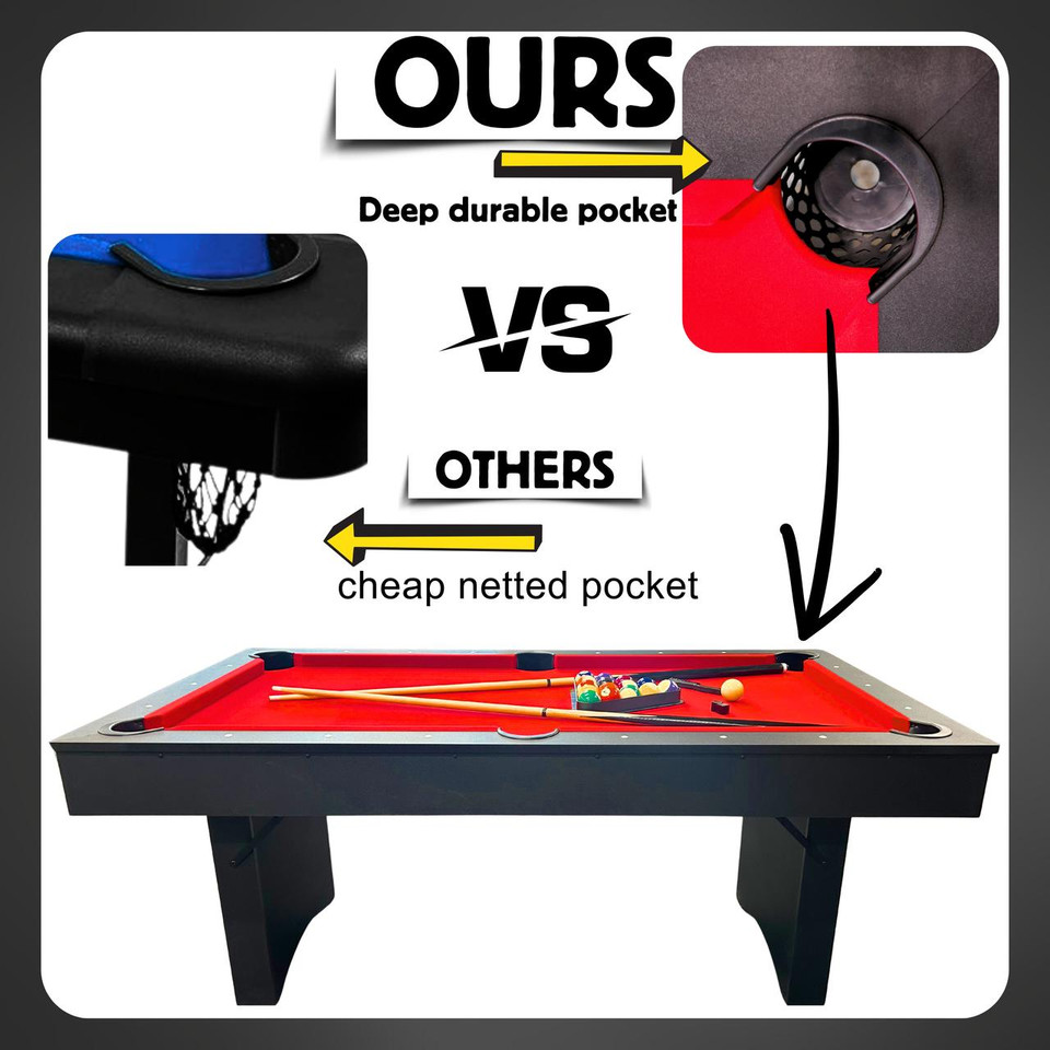 Freetime Fun Ashford 6' Portable Folding Pool Table - Plays Like a Full-Sized Billiard Table for Home Fun 