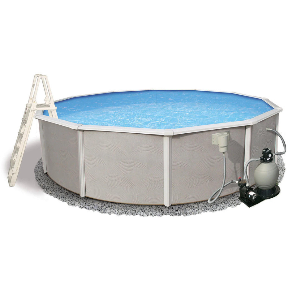 Asahi Pools Belize Round Above Ground Swimming Pool Package 52" Deep with 6" Top Rail 