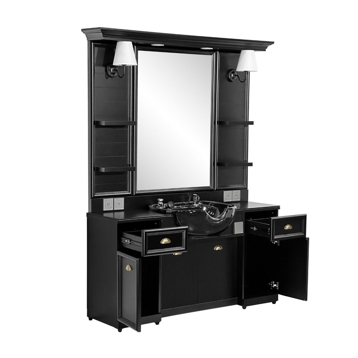 ALEXANDER Black Wet Barber Station + All Required Plumbing | Aria
